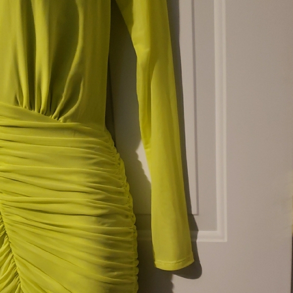 Chic Neon Yellow Ruched ROMPER - Picture 3 of 6